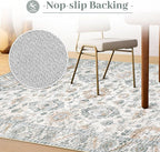 XLUEZ Area Rug 10x12 Living Room Rugs, Machine Washable Vintage Distressed Boho Area Rug Non-Slip Soft Low Pile Large Indoor Rugs for Bedroom Kitchen Dining Room Office(Brown Green,10'x12')