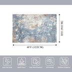 3x4 Washable Entryway Rug – Non-Slip Modern Abstract Small Area Rug for Kitchen, Bedroom, Bathroom – Soft Low-Pile Thin Indoor Door Mat（Blue Rust，3x4）