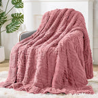 Sherpa Fleece Adult Weighted Blanket Great for Sleep, 15 lbs Dual Sided Soft Fuzzy Heavy Blankets for Couch Bed Sofa, Cozy Warm Arched Jacquard Throw for Winter (Apricot Pink, 48" x 72", 15 Pounds)