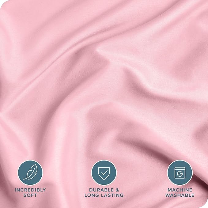 Bare Home Bedding Duvet Cover Queen Size - Premium 1800 Super Soft Collection - Lightweight, Cooling - Soft Breathable Bedding Duvet Cover (Queen, Light Pink)