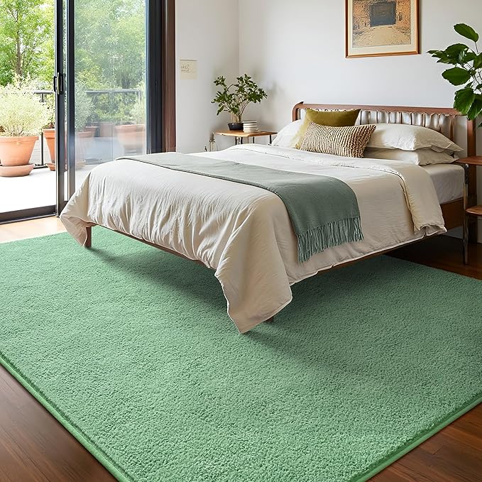 Keeko 4x6 Sage Green Area Rugs for Bedroom, Soft Modern Living Room Rug Indoor Non Slip Low Pile Washable Rug Fluffy Fuzzy Memory Foam Carpets Throw Rugs for Kids Nursery Classroom Dorm Room Decor