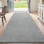 Keeko 2x8 Long Runner Rug, Grey Bedroom Bedside Runner Rug Living Room Carpet Area Throw Rugs for Hallway Soft Indoor Memory Foam Rugs for Teen Kids Classroom Nursery Dorm Laundry Room Decor