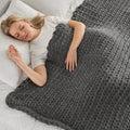 Maetoow Tighter Version Chenille Chunky Knit Blanket Throw （50×60 Inch）, Handmade Warm & Cozy Blanket Couch, Bed, Home Decor, Soft Fleece Banket, Boho Thick Blankets and Giant Yarn Throws，Dark Grey