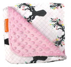 Dear Baby Gear - Reversible Baby Blankets - Soft Nursery Blanket for Newborn - Toddler Blankey - Throw Blanket for Boys & Girls - Infant Blankets - 40x30 (Girl Antler Flowers - Pink Dot)