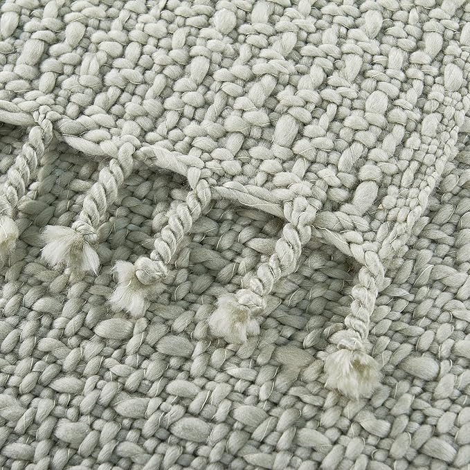Home Soft Things Basket Weave Throw Blanket, Soft Cozy Warm Blanket with Braided Decorative Throw for Couch Sofa Outdoor Indoor, Silver, 50''x60