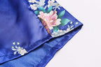 Women's Short Kimono Robes Bride and Bridesmaid Satin Floral Bathrobe Peacock Sleepwear Dressing Gown for Wedding Party