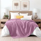 Elegant Comfort Premium 100% Cotton Waffle Blanket - Lightweight Breathable Waffle Weave Bed Blanket - Soft and Warm All Season Blanket for Couch, Sofa and Bed, Full Size 88x88 Inches, Lavender