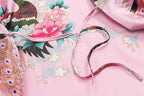 Women's Short Kimono Robes Bride and Bridesmaid Satin Floral Bathrobe Peacock Sleepwear Dressing Gown for Wedding Party
