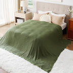 Bedsure Gentlesoft 100% Cotton Big Blanket Oversized King for Bed - Large Breathable Thick Waffle Weave Blanket for Summer, Couch Cover, Olive Green, 120x94 inches