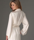 Julianna Rae Women's Silk Robe, 54" Full Length, Lace Trim, Relaxed Fit, Evening Stroll Collection, Lingerie