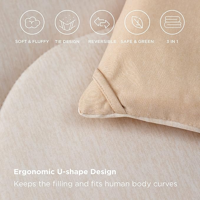 Bedsure Full Comforter Set - Cooling and Warm Bed Set, Beige Reversible Bedding for All Season, 3 Pieces, 1 Full Size Comforter (82"x88") and 2 Pillow Cases (20"x26")