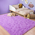 ISEAU Super Soft Fluffy Rugs Shag Area Rug, Mats for Bedroom Living Room Fuzzy Carpet Comfy Anti-Slip Mats Bedside Carpets for Boys Girls Kids Room Nursery Home Decor, 4ft x 6ft, Purple