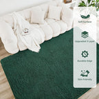 Litanika 6x9 Shag Area Rug for Living Room Bedroom, Emerald Dark Green High Pile Ultra Soft Plush Shaggy Furry Bedside Playroom Dorm Carpet, Non-Slip, Non-Shedding Modern Indoor Floor Rug