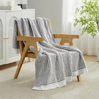 Amélie Home Knit Throw Blanket, Soft Chenille Cozy Breathable Pineapple Chunky Decorative Blanket for Couch, Bed & Sofa, French-Inspired Lightweight Warm Gift for Women, Gray, 50"x60"