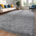 Grey Area Rug 8x10 Large Rugs for Living Room Bedroom, Fluffy Soft Rug Modern Carpets for Kids Room, Non-Skid Rectangular Indoor Rug for Girls Boys Playroom Nursery Room Home Decor