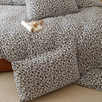 CLOTHKNOW Black Leopard Print Queen Comforter Set Cheetah Bedding Comforter Sets Soft Black Brown Bedding Sets with 2 x Pillowcases Queen Size