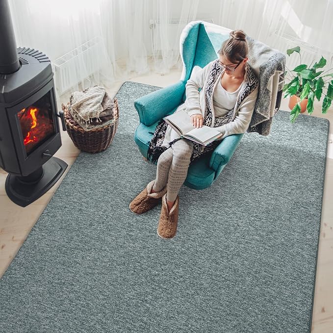 Keeko Living Room Rugs 6x9, Soft Modern Large Area Rug for Bedroom Washable Memory Foam Indoor Big Carpet Low Pile Minimalist Non Slip Rug for Classroom Dorm Kids Room Home Decor Grey and Green