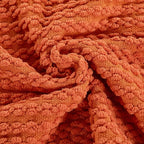 Striped Knit Throw Blanket with Braided Tassels 50" x 60", Hand Knitted Soft Chunky Chain Design Boho Farmhouse Blanket, Solid Color Tassel Decor Throw for Couch Bed Sofa Outdoor, Burnt Orange