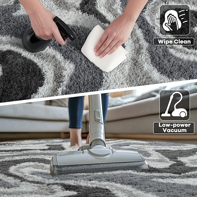 Noahas Large Fluffy 5x8 Area Rugs for Living Room Bedroom,Fuzzy Grey Thick Shag Throw Rug,Big Soft Shaggy Bedside Non-Slip Plush Dorm Nursery Kids Carpet