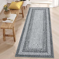 RUGSREAL Runner Rug 2x8 Machine Washable Hallway Rug Entryway Long Runner Carpet Braided Printed Throw Mat Non Slip Kitchen Runner Mat Living Room Rustic Carpet for Bedroom Dining Room, Grey
