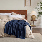 Bedsure Gentlesoft 100% Cotton Blanket Twin XL Size for College Dorm - Breathable and Soft for Spring Summer, Waffle Weave Twin Blanket for Bed, Dorm Room Essentials, Pageant Blue, 66x90 inches