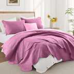 IR Imperial Rooms 10 Pack Twin Quilt Bedding Set (68" x 86") - Bulk Wholesale for Hotels, Guest Bedroom & Airbnbs - Lightweight Microfiber Reversible Floral Embossed Quilts Bedspreads (Purple)