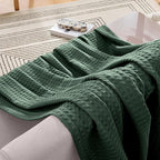 Elegant Comfort Premium 100% Cotton Waffle Blanket - Lightweight Breathable Waffle Weave Bed Blanket - Soft and Warm All Season Blanket for Couch, Sofa and Bed, TwinXL Size 68x90 Inches, Hunter Green