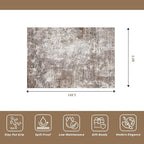 8x10 Washable Living Room Rug – Modern Neutral Abstract Large Area Rug for Bedroom Dining Room Kitchen Home Office Under Table – Non-Slip Low Pile Soft Thin Indoor Carpet (Brown Beige,8x10)
