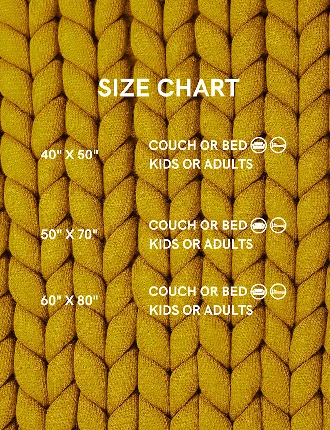 YnM Chunky Throw Blanket, Medium-Weight, Hand Knitted, Skin Friendly, Ventilated and Breathable, Machine Washable, Home Décor Piece for Couch, Sofa and Bed (Yellow Fusion, 60x80 Inch)