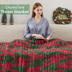 Negwoo Chunky Knit Throw Blanket, 60''*80'' Knitted Throw Chenille Yarn for Bed Couch, Handmade Stripe Crochet Big Thick Blanket, Machine Washable Cute Comfy Blanket for Home Decor