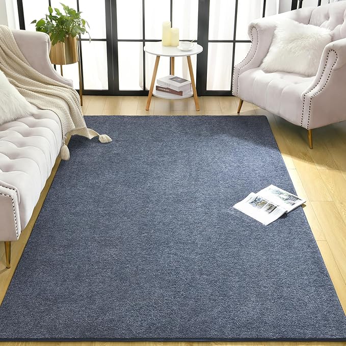 Keeko 4x6 Area Rugs for Living Room, Soft Modern Memory Foam Bedroom Rug Washable Indoor Rug Low Pile Minimalist Non Slip Carpet for Kids Nursery Dorm Room Home Decor Blue and White
