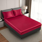 King Size Satin Pillowcase Set of 2 with Envelope Closure,Wine Red Silk Pillowcase for Hair and Skin (20x36)