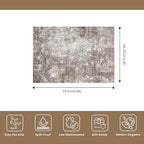 4x5 Washable Entryway Rug – Non-Slip Low Pile Throw Area Rug for Bathroom Kitchen Living Room Bedroom – Modern Abstract Neutral Soft Indoor Small Carpet (Brown Beige,4x5)