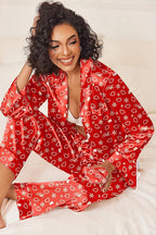 Ekouaer Womens Silk Satin Pajama Sets 2 Piece Sleepwear Pjs Set Long Sleeve Button Down Top and Pants Stripe Loungewear S-XXL