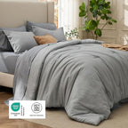 Bedsure Queen Comforter Set Dark Grey - Bed in a Bag Queen Size Bedding 7 Pieces, Cationic Dyed Bed Set, Dark Grey Soft Bedding for All Seasons Comforter with Sheets, Pillowcases & Shams