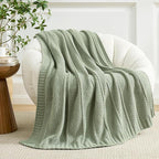 Amélie Home Premium Chenille Throw Blanket, Soft Cozy Moss Stitch Knit Blanket for Couch, Sofa, Chair, Home Decor, Sage Green 50"x60"