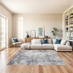 5x8 Washable Rug Living Room - Non-Slip Modern Abstract Neutral Indoor Rug for Bedroom Kitchen Dining Room - Low Pile Soft Carpet（Blue Grey,5x8）