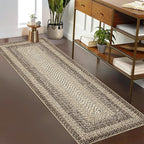 Runner Rug 2x8 Machine Washable Hallway Runner Rug Entryway Long Runner Carpet Braided Printed Throw Mat Non Slip Kitchen Mat Living Room Rustic Carpet for Bedroom Dining Room, Camel
