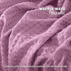 Elegant Comfort Premium 100% Cotton Waffle Blanket - Lightweight Breathable Waffle Weave Bed Blanket - Soft and Warm All Season Blanket for Couch, Sofa and Bed, Queen Size 90x90 Inches, Lavender