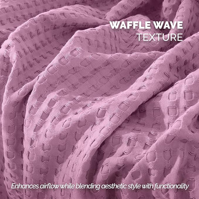 Elegant Comfort Premium 100% Cotton Waffle Blanket - Lightweight Breathable Waffle Weave Bed Blanket - Soft and Warm All Season Blanket for Couch, Sofa and Bed, Twin Size 68x88 Inches, Lavender