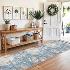 2x10 ft Washable Hallway Runner Rug – Non-Slip Low-Pile Long Carpet Runner for Kitchen Entryway Living Room Bedroom Bathroom, Modern Abstract Neutral (Blue Rust,2x10)