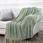 Aormenzy Cable Knit Throw Blankets 50 x 60 Inches, Soft Cozy and Lightweight Knitted Blanket, Machine Washable Acrylic Blanket, Decorative Throw Blanket for Couch Sofa Bed, Sage Green