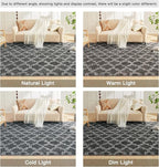 Litanika 5x8 Geometric Shag Area Rug for Bedroom, Dark Grey and White High Pile Ultra Soft Plush Shaggy Furry Bedside Playroom Dorm Carpet, Non-Slip, Non-Shedding Indoor Floor Rug