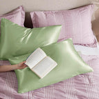 Bedsure Satin Pillowcase with Zipper, Similar to Silk Pillow Cases 2 Pack, Satin Pillow Cases Queen, Silky & Soft Bedding Pillow Covers for Hair & Skin, Gifts for Women Men, Sage Green, 20x30 Inches