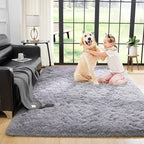 Noahas Fluffy Bedroom Rug,3x5 Feet Plush Fuzzy Grey Area Rugs for Living Room, Non Slip Thick Soft Shaggy Nursery Furry Floor Dorm Kids Carpet