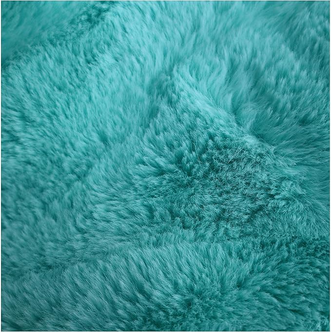 Africa Map Faux Fur Area Rug &Throw- Client Call it Impactful Gift -Teal -3x3 ft