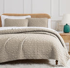 Southshore Fine Living, Inc. Oversized Quilt Bedding Set Lightweight, Prewash Fabric Soft Coverlet Bedspread 2-Piece, One Matching sham (68 in Wide x 98 in Long), Twin/Twin XL, Pebble Sandy Taupe