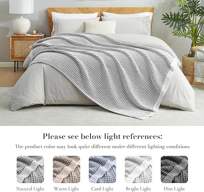 Amélie Home Knit Throw Blanket, Soft Chenille Cozy Breathable Pineapple Chunky Decorative Blanket for Couch, Bed & Sofa, French-Inspired Lightweight Warm Gift for Women, Gray, 60"x80"