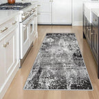 4x6 Washable Non-Slip Area Rug – Modern Abstract Neutral Small Carpet for Indoor Entryway, Kitchen, Bedroom, Living Room, Office – Low-Pile Thin Throw Rugs (Black Grey,4x6)