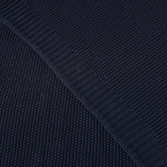 Longhui bedding Dark Navy Blue Cotton Cable Knit Throw Blanket for Couch Sofa Bed, Lightweight Home Decorative Throws, Bonus Laundering Bag, 60 x 80 Machine Washable